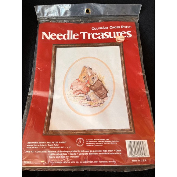 Needle Treasures New Old Stock Benjamin Bunny and Peter Rabit Cross Stitch - Picture 3 of 8